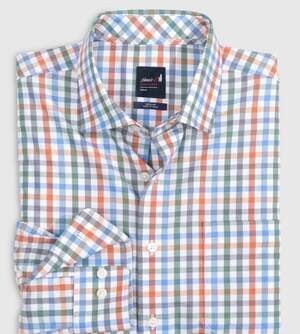 johnnie-O Elias Prep-Formance Button Up Shirt XL Laguna Blue Plaid Long Sleeve